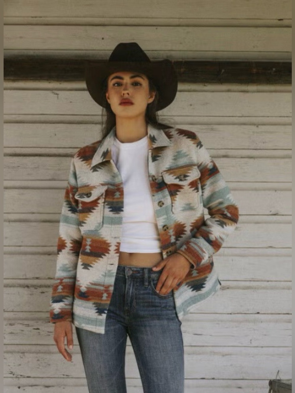 Idyllwind "Dawn" Southwestern Aztec Print Shirt Jacket Shacket NWOT Medium - Picture 2 of 9